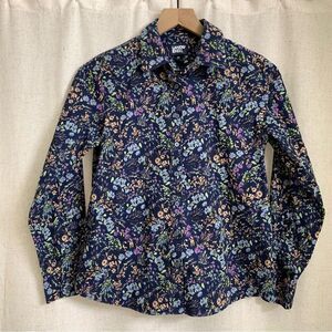 Land’s End 100% Cotton Floral Button Down Collar Longsleeve Top 2P No Iron